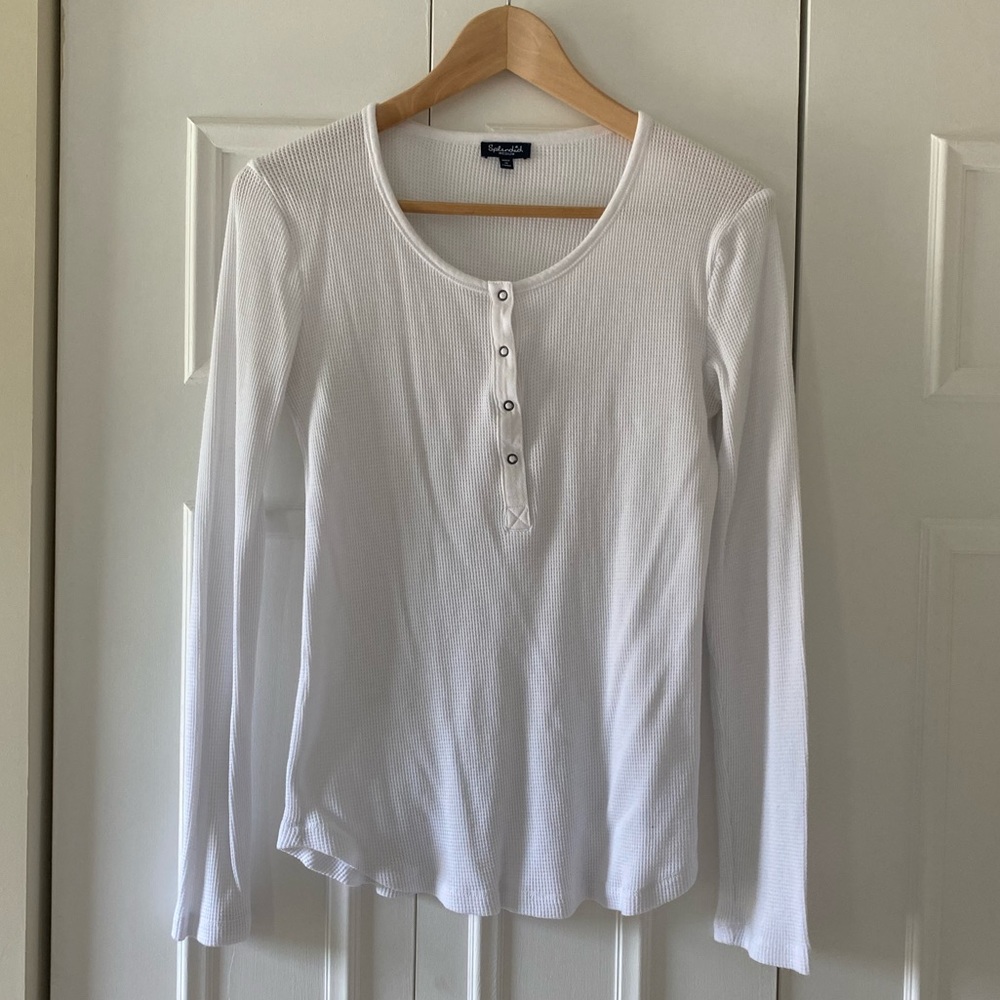 Splendid Women's Long Sleeve Thermal Henley Shirt, Size M